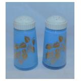 Vintage Bartlett Collins frosted blue glass salt