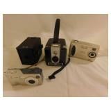 4 cameras: Agfa - Polaroid - Brownie Hawkeye &