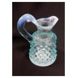 Fenton art glass blue opalescent hobnail cruet