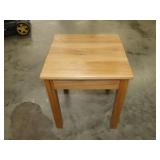 Small solid oak side table, heavy, 16" x 18" tall