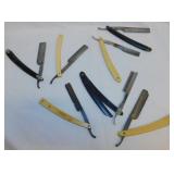 7 antique straight razors - 2 antique keys - 4