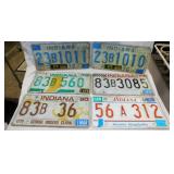 6 Indiana embossed metal license plates: