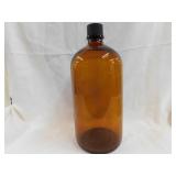 Large amber glass bottle, 14"