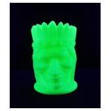 Native American Indian Chief Uranium custard glass
