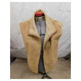 Brown suede vest w/ sherpa lining, size L