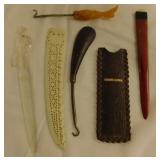 3 vintage letter openers - 2 vintage button &