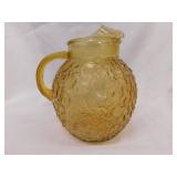 Anchor Hocking Lido Milano amber ball pitcher, 9"