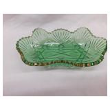 Green patterned glass relish dish - Decorative