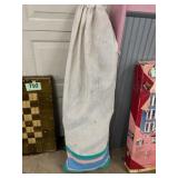 Green & white striped mesh tent in bag