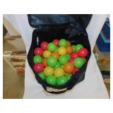 Canvas tote of plastic balls
