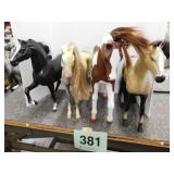 4 toy horses, tallest is 12.5"