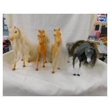 4 nodding toy horses, tallest is 10.75"