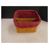 Longaberger basket w/ liner, wooden 4 section