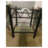 Square black metal end table w/ glass top &