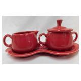Fiesta Ware scarlet creamer & sugar bowl set with