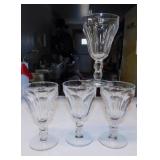 4 Heisey Colonial thick glass ball stem goblets,