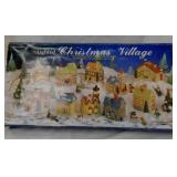 10 hand painted porcelain Christmas houses in box