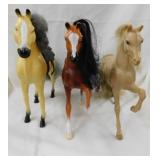 3 plastic toy horses, tallest is 11"