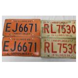 Pair of 1968 & 1969 embossed metal Illinois