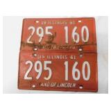 Pair of 1961 embossed metal Illinois license