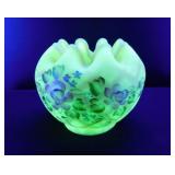 Fenton Uranium Burmese hand painted diamond optic