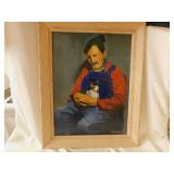 Original painting Sailor With Cat, 15" x 19"