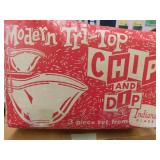 Modern Indiana Glass Tri-Top chip & dip 3 piece