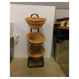3 tier market basket w/ 3 baskets in black metal