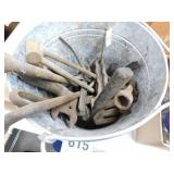 2.8 gallon metal bucket full of vintage tools