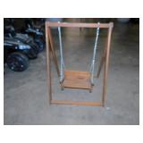 Wooden doll swing, 19" tall