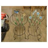 2 metal decorative plant holder chairs, 20" tall