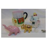 Vintage Lusterware elephant cup, has chip - Dumbo