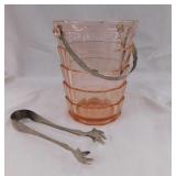 Indiana Glass Tea Room pink ice bucket w/