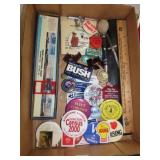 Pin back button, some political - Saw rivets -