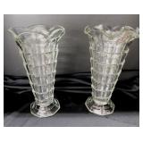 Pair of Indiana Glass Tea Room vases, 9.5" tall