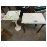 2 decorative tables: Birdhouse, 12" square top x