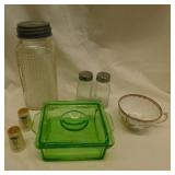 Hazel Atlas green uranium glass refrigerator dish