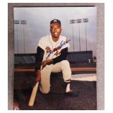 Hank Aaron autographed signed color photo print,