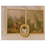 Mid Century France painting on porcelain in wood