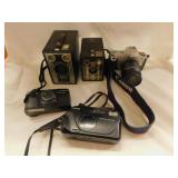 5 cameras: Brownie Junior - Brownie - 2 Canon -