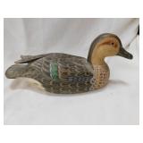 Vintage hand carved hand painted duck w/ glass