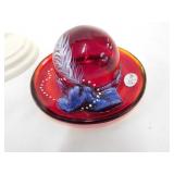 Fenton 100th Anniversary ruby red hand painted