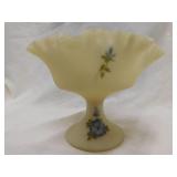 Fenton hand painted signed satin custard glass
