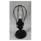 Industrial cage black metal table lamp w/ bulb,