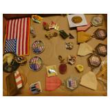 Flag patch - 1961 Amvets coin - 5 CICCA badges -