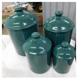 Set of 4 dark green canisters