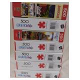 Seven 500 piece puzzles
