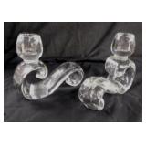 Pair of Fostoria Contour glass candlesticks