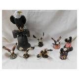 Eagle figurines: 4 in flight - 3 w/ American flag
