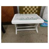 Ivy stenciled glass topped end table, 18" x 26" x